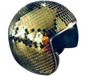 Casco Disco Ball con visera retráctil para 2022 Nightclub Cool Props Oro