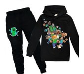 Unbrand Minecraft Kids Boys Sudadera con capucha Tops Pantalones Set Casual Tracksuit Outfit Negro 9-10 Years