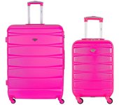 Flight Knight Maletas rígidas ligeras de ABS en las 4 ruedas Opciones de equipaje de mano y bodega 100+ Aprobado por aerolíneas Rosa Cabin 21"+ med...