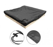 Cubierta de arenero con cordón, cubierta de arena de playa cuadrada a prueba de polvo, piscina de arenero impermeable negro 120 * 120cm