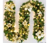 Guirnalda de Navidad, 2.7m Chimeneas Escaleras Decoradas Luces Led Luz Adorno Navideño Compatible con Decoración (oro)