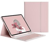 Estuche con teclado compatible Ipad 9º 8º 7º 10.2 pulgadas 2021 2020 2019-K Rosa