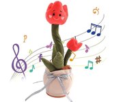 Bailar juguete de peluche, baile electrónico cantando flores de peluche, bailando cantando hablando repitiendo tulipán flor juguete
