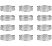 Paquete de 12 anillos de tarta de acero inoxidable, anillo de mousse de pastel perforado, molde de anillo de pastel, horneado de pastel redondo de ...