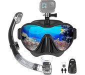 Máscara De Snorkel, Ajustable Gafas De Buceo Profesional Antivaho Y A Prueba De Fugas Vista Panorámica Compatible Con HD Adultos Y Jóvenes Deportes...
