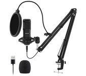 Usb Streaming Media Podcast Pc Microphone Kit con tarjeta de sonido Boom Shock Mount Pop Filter