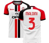 Libero Sportswear Milan 2025-2026 Equipación de fútbol visitante (líbero) (MALDINI 3) Blanco XSB 3/4yrs (98-104cm)