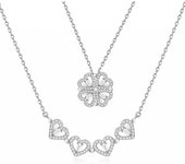 Heytea Collar de niñas, collar de corazón de damas, lindo afortunado, collar de trébol de cuatro hojas delicado collar, dos formas de usar, adecuad...