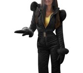 Mujer Invierno Cálido Traje de nieve Deportes al aire libre Pantalones Traje de esquí Mono impermeable Negro M