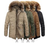 Hombres's con capucha abrigo abrigo invierno Parka chaqueta Caqui XL