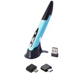 Smalibal 2.4Ghz 800/1200/1600 DPI Ratón de lápiz óptico óptico inalámbrico en forma de bolígrafo vertical para PC Azul