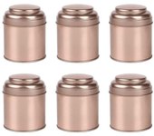 Bote de latas de té de 6 piezas con tapas dobles herméticas, mini caja de latas y pequeños botes de cocina redondos Oro de Rose