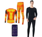 Conjunto de ropa interior térmica de calefacción para hombres, USB Electric Heated Underwear Base Layer Top And Bottom Long Johns Set masculino-M