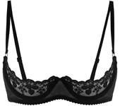 DUqi Lencería para mujer Sujetadores de pecho abierto 1/2 taza Push Up Underwire Lace Bra Correa ajustable Esponja Acolchada Brassiere Ropa interio...