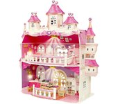Hhww Castillo de dos pisos Casa de muñecas Kit de muebles, sala de estar, dormitorio rosa
