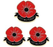 3pcs Flores de amapola Broches de esmalte Alfileres para el Día del Recuerdo de los Veteranos Día de conmemoración Regalo del Día de los Caídos