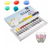 Elsavct 12 Color Vidrio Juego de Tubos 12ml Kit de Pintura No Tóxico Dibujar Pigmento Tubo de Arte