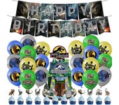 Unbrand Jurassic World 3 Tema Fiesta de Cumpleaños Decoración Bandera Tirar Banner Globos Cupcake Cake Toppers Juego de Suministros - JXLGV