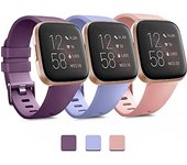 Pack 3 bandas de silicona suave para Fitbit Versa 2 / Fitbit Versa / Fitbit Versa Lite Classic Bandas deportivas ajustables para mujeres Hombres Pe...