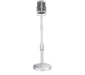 Modelo vintage de accesorios de micrófono de escritorio con altura ajustable, soporte de micrófono de estilo retro clásico Plata