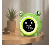 Pequeño reloj despertador inteligente luz nocturna pequeña rana llevó reloj usb carga pequeña luz nocturna verde reloj despertador reloj de escritorio