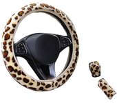 3 piezas/juego Cubierta del volante impresa con leopardo del coche Tapa protectora del engranaje del freno de mano Estampado de leopardo en color p...