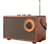Radio FM retro Portátil de madera Bluetooth Radio Altavoz de bajo Manos libres Reproductor de MP3 Soporte USB / TF Coche Como se muestra