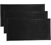Paquete de 3 tapetes negros para barra, tapete antiderrames, tapete para secar vidrio, tapete para mezclar y servir para encimera (30 cm (largo) x ...
