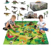 Figura de juguete de dinosaurio con alfombra de juego de actividad y árboles, desmontable, hww