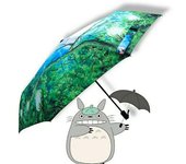 mickcara Ghibli Totoro Paraguas Sol Rain Umbrella Anime Mi Vecino Totoro Lindo Paraguas Plegable Diario Revestimiento negro interior