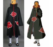 Naruto Akatsuki Tobi Uchiha Obito Robe Cloak Coat + Resin Mask Cosplay Costume L