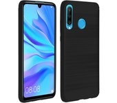 Avizar Huawei P30 Lite / Honor 20S Estuche Flexible Reforzado Cepillado Efecto Carbono Negro