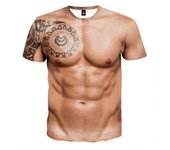 3D Muscle Suit Muscle Man Personalidad Realista Camiseta de manga corta Modelo C03 S