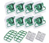 Para Vk200 Fp200 Piezas Para Vorwerk Kobold Aspirador Bolsa de reemplazo Filtro 8 Vk200 Bolsas + 2 Hepa Blanco verde