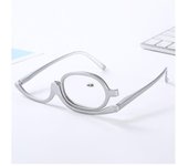 Gafas de maquillaje transparentes Flip Down Aumento Maquillaje Gafas de lectura Gafas plegables Anteojos cosméticos Presbyopicr Plata Glasses Power...