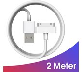 Fonken 30 Pin Cable USB para i-Phone 4S 4 3GS i-Pad 1 2 3 i-Pod Cable cargador Carga rápida de datos Cable adaptador de sincronización Blanco 2M