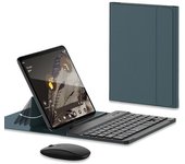 Para Samsung Galaxy Fold / Z Fold Series Estuche de cuero de PU Cubierta de pie de apoyo ajustable con teclado Bluetooth + mouse Verde