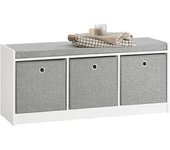 SoBuy Entrada al pasillo Almacenamiento 3 cestas Banco de zapatos con asiento acolchado,FSR65-DG Gris