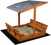 Viking Choice Caja de arena con techo - juguetes y hoja de suelo - 120x120x120 cm Madera/Azul/Blanco 120 cm x 120 cm x 120 cm