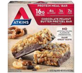 Barritas de comida proteicas Atkins, pretzel de chocolate y mantequilla de cacahuete, 5 unidades