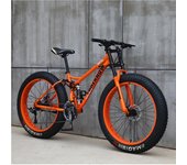 TribalSensation Adulto Mountain Fat Bike, Speed Road Bicycle Men Rueda de radio naranja 24 inch (160-175cm) / 7 Speed
