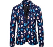 Mens Christmas Snowman Printed Jacket Suit Blazer