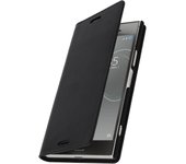 Avizar Folio Cuero Real Sony Xperia XZ1 Funda Tarjetero Soporte de Video Negro