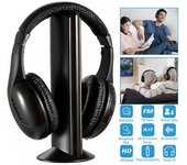 5 en 1 Hi-Fi FM Radio Auriculares inalámbricos Auriculares para TV DVD MP3 CD MP4 PC