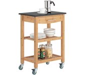 SoBuy Kitchen Storage Trolley Cart with Black Granite Top, FKW28-SCH Negro