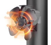 Ventilador de estufa de leña, ventilador de chimenea silencioso de 4 palas, fijo en tubería, ventilador de estufa para chimenea / estufa de leña / ...