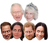 Royal Family Masks Rey Carlos III Coronación de la Familia Real 2D Card Party Masks Variety 6 Pack