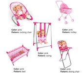 Unbrand Muñeca Cochecito Toy, Accesorios para muñecas, Baby Doll Nursery Stroller Dining Chair Mecedora Swing para muñecas, plegable y ligero para ...
