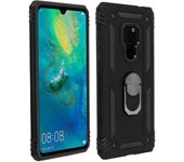 Avizar Huawei Mate 20 Case Bi Material Rígido Suave Anillo Magnético Stand Negro