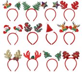 12pcs Diadema de Navidad Cuernos de reno Diadema Banda de pelo de árbol de Navidad para niños Mujeres Accesorios de Navidad Accesorios de Navidad P...
